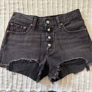 Levi’s Distressed Black Denim Shorts